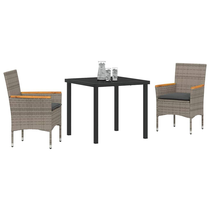 Set de masă pentru grădină cu pernă 3 pcs Gri Rattan poli - WALTI WALTI