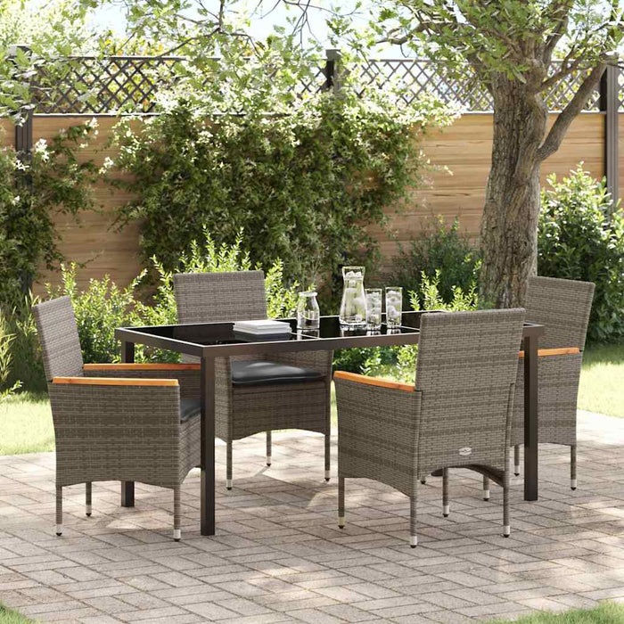 Set de masă pentru grădină cu pernă 5 pcs Gri Rattan poli - WALTI WALTI