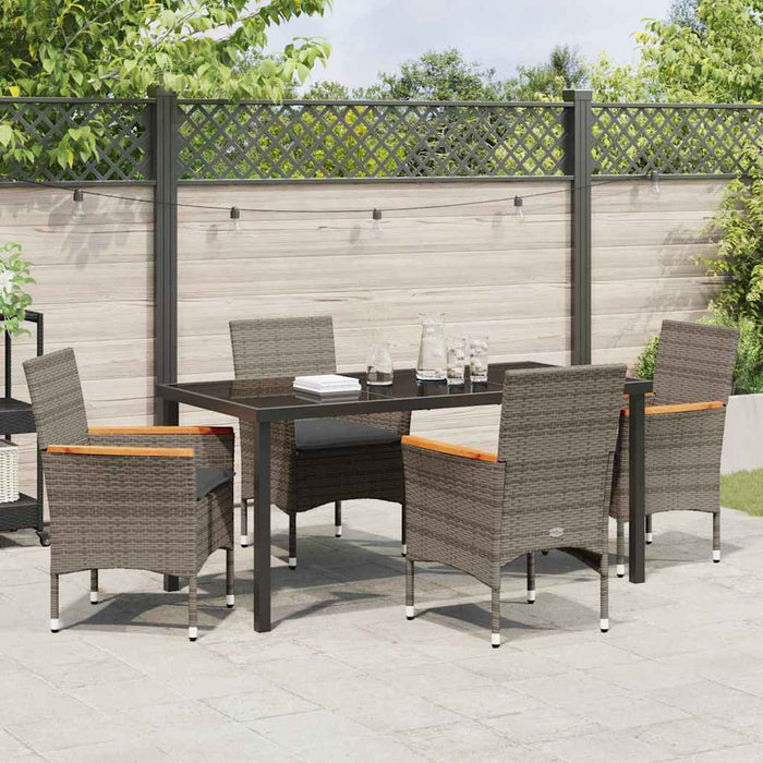 Set de masă pentru grădină cu pernă 5 pcs Gri Rattan poli - WALTI WALTI