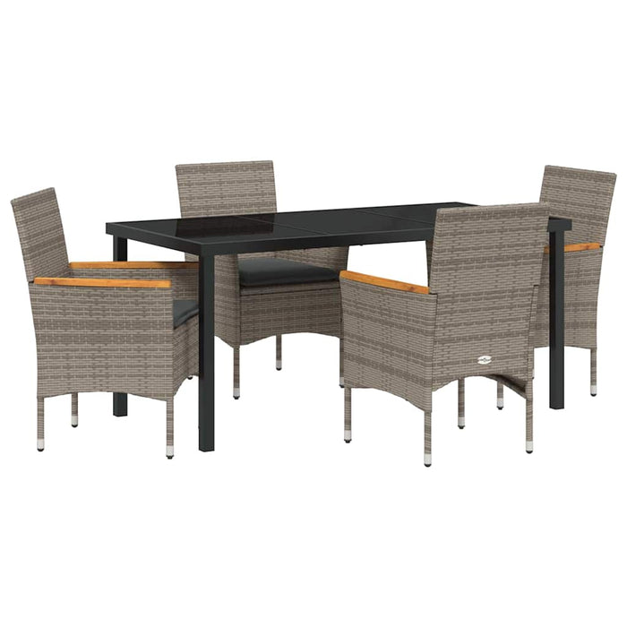 Set de masă pentru grădină cu pernă 5 pcs Gri Rattan poli - WALTI WALTI