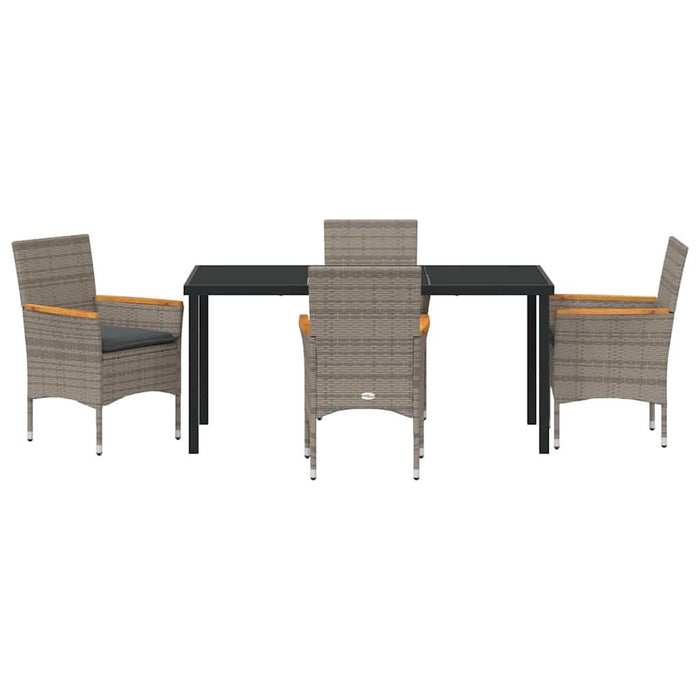 Set de masă pentru grădină cu pernă 5 pcs Gri Rattan poli - WALTI WALTI