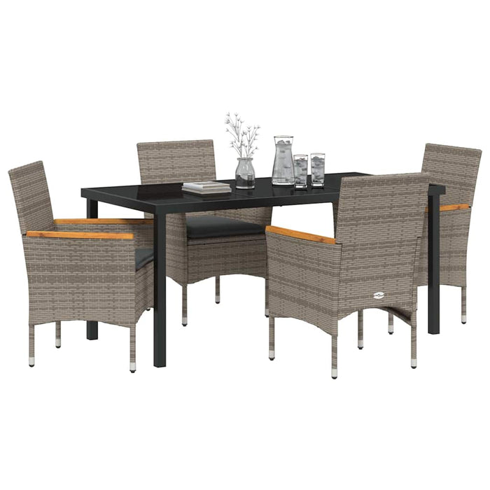 Set de masă pentru grădină cu pernă 5 pcs Gri Rattan poli - WALTI WALTI