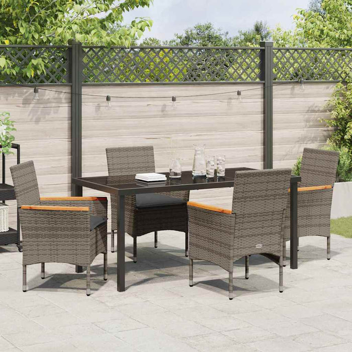 Set de masă pentru grădină cu pernă 5 pcs Gri poliratan - WALTI WALTI