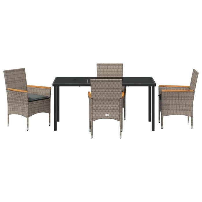 Set de masă pentru grădină cu pernă 5 pcs Gri poliratan - WALTI WALTI