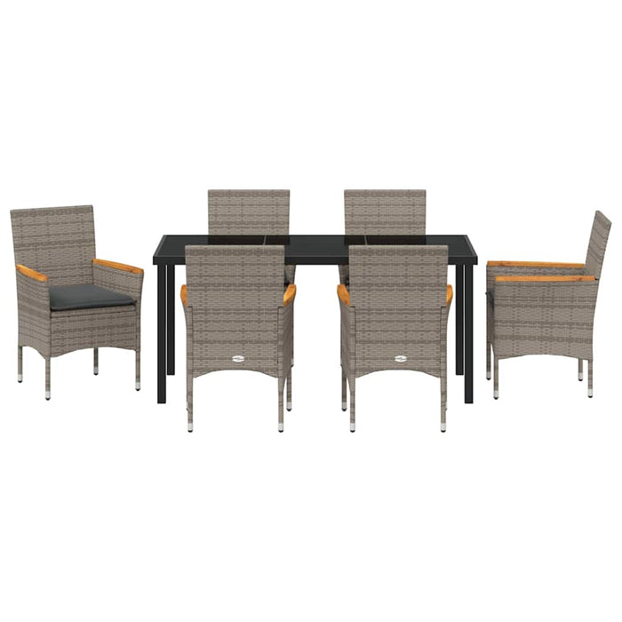 Set de masă pentru grădină cu pernă 7 pcs Gri poliratan - WALTI WALTI
