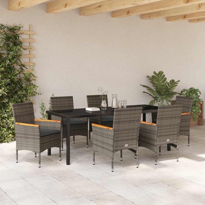 Set de masă pentru grădină cu pernă 7 pcs Gri poliratan - WALTI WALTI
