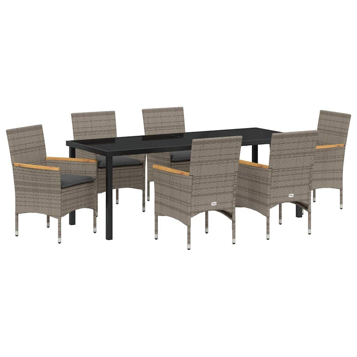 Set de masă pentru grădină cu pernă 7 pcs Gri poliratan - WALTI WALTI