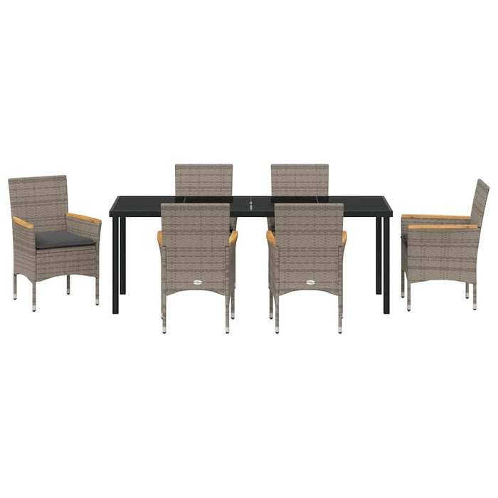 Set de masă pentru grădină cu pernă 7 pcs Gri poliratan - WALTI WALTI