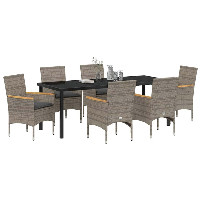 Set de masă pentru grădină cu pernă 7 pcs Gri poliratan - WALTI WALTI