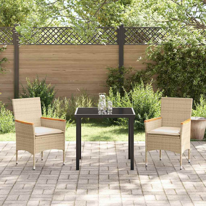 Set de masă pentru grădină cu pernă 3 pcs Bej Rattan poli - WALTI WALTI