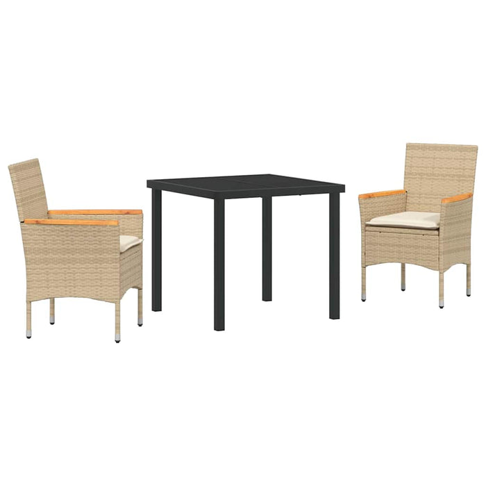 Set de masă pentru grădină cu pernă 3 pcs Bej Rattan poli - WALTI WALTI