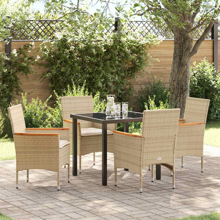 Set de masă pentru grădină cu pernă 5 pcs Bej Rattan poli - WALTI WALTI