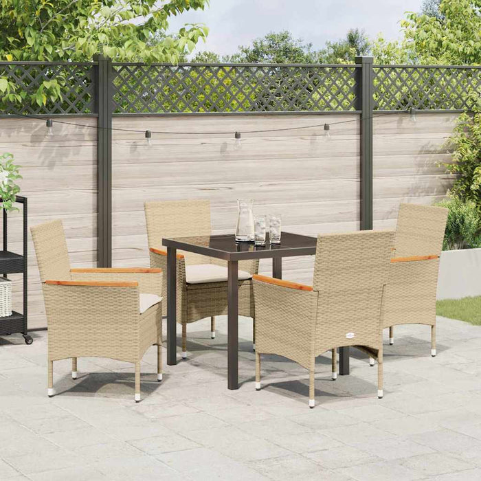 Set de masă pentru grădină cu pernă 5 pcs Bej Rattan poli - WALTI WALTI
