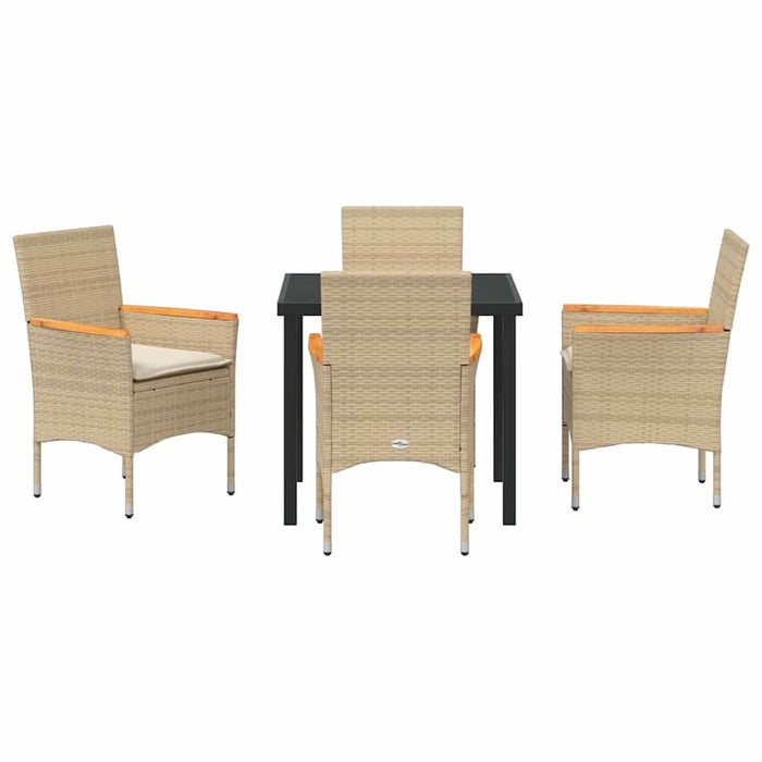 Set de masă pentru grădină cu pernă 5 pcs Bej Rattan poli - WALTI WALTI