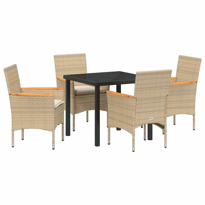Set de masă pentru grădină cu pernă 5 pcs Bej Rattan poli - WALTI WALTI