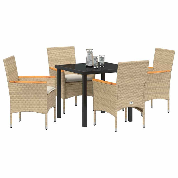Set de masă pentru grădină cu pernă 5 pcs Bej Rattan poli - WALTI WALTI