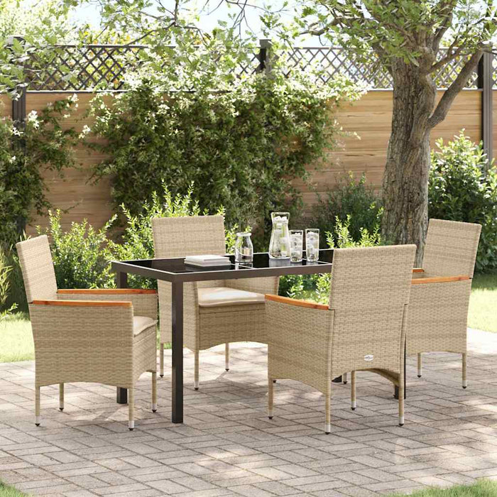 Set de masă pentru grădină cu pernă 5 pcs Bej Rattan poli - WALTI WALTI