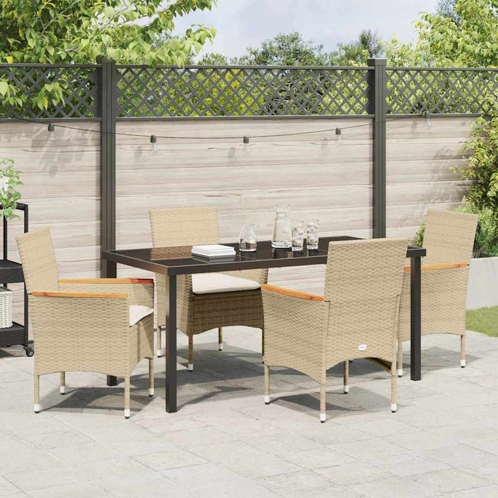Set de masă pentru grădină cu pernă 5 pcs Bej Rattan poli - WALTI WALTI