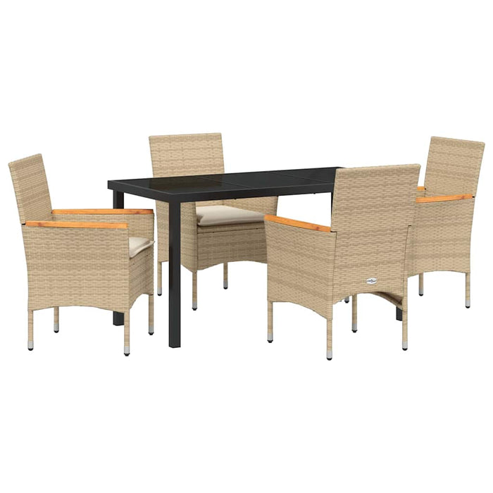 Set de masă pentru grădină cu pernă 5 pcs Bej Rattan poli - WALTI WALTI