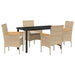Set de masă pentru grădină cu pernă 5 pcs Bej Rattan poli - WALTI WALTI