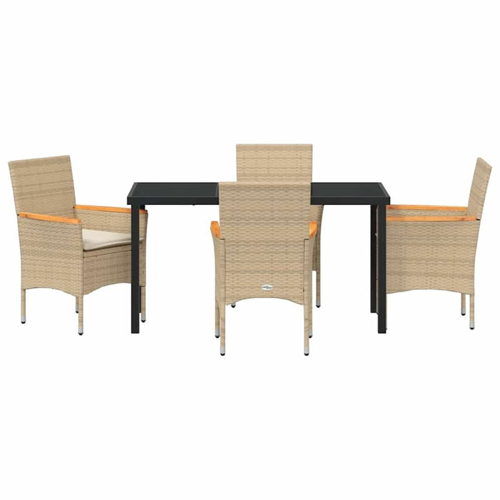 Set de masă pentru grădină cu pernă 5 pcs Bej Rattan poli - WALTI WALTI