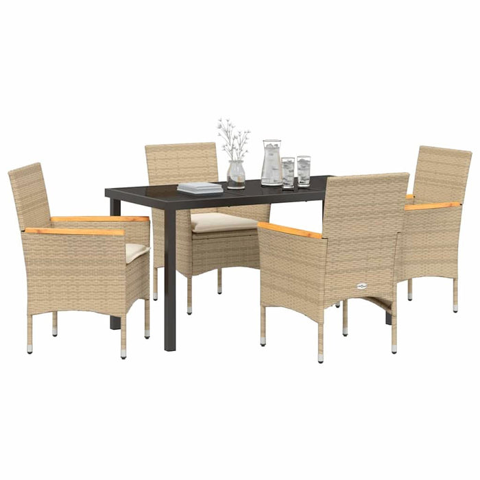 Set de masă pentru grădină cu pernă 5 pcs Bej Rattan poli - WALTI WALTI