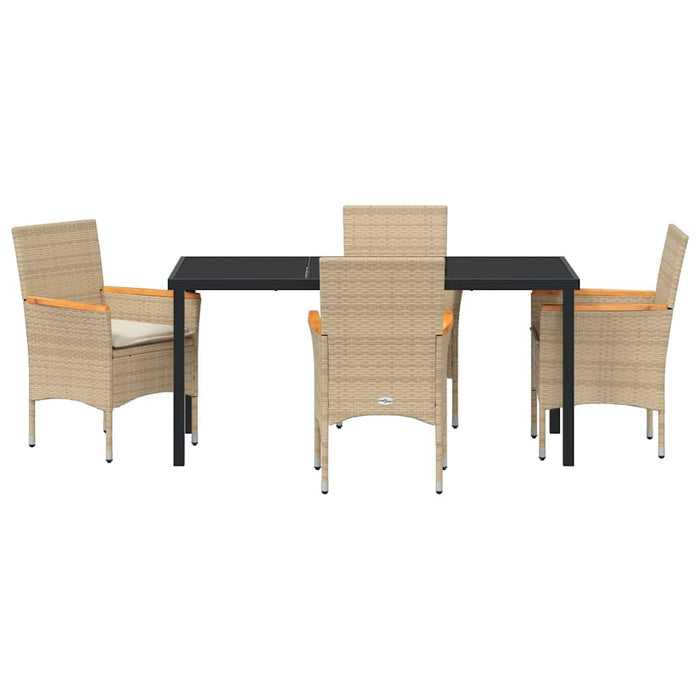 Set de masă pentru grădină cu pernă 5 pcs Bej poliratan - WALTI WALTI