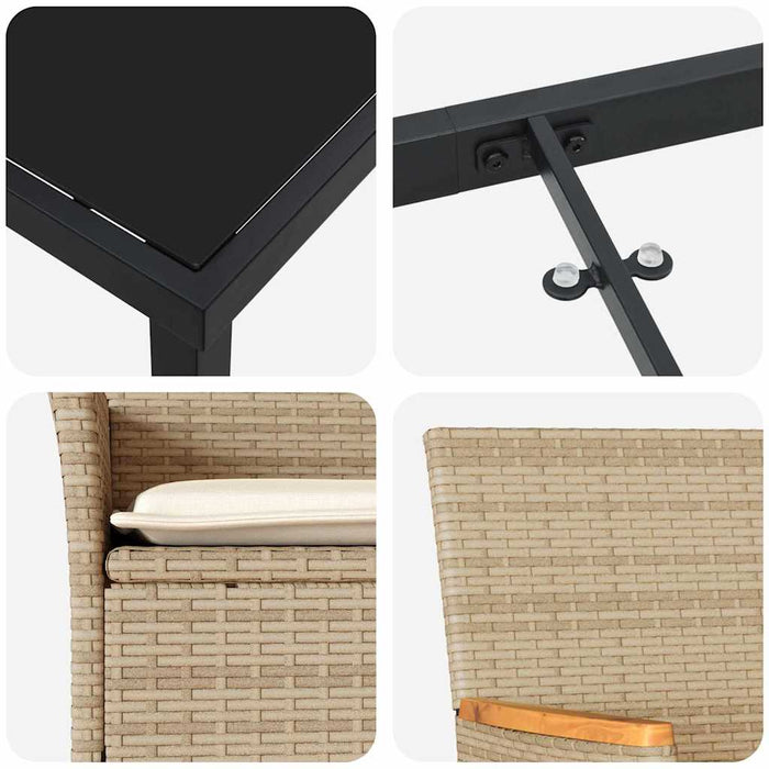 Set de masă pentru grădină cu pernă 7 pcs Bej poliratan - WALTI WALTI