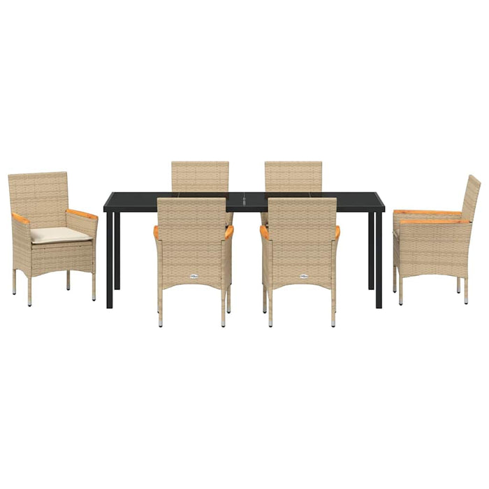 Set de masă pentru grădină cu pernă 7 pcs Bej poliratan - WALTI WALTI