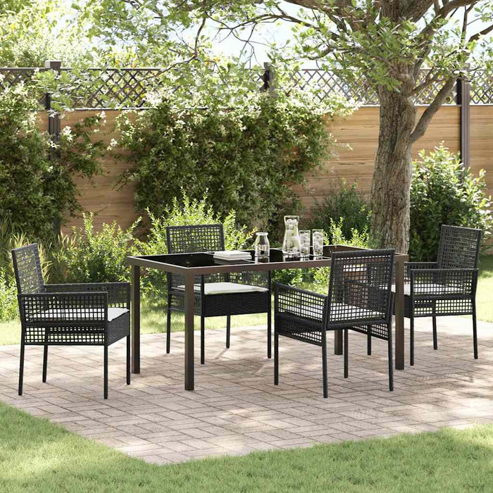 Set de masă pentru grădină cu pernă 5 pcs Negru poliratan - WALTI WALTI