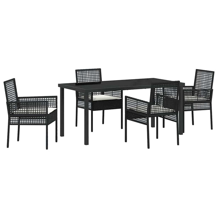 Set de masă pentru grădină cu pernă 5 pcs Negru poliratan - WALTI WALTI