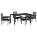 Set de masă pentru grădină cu pernă 5 pcs Negru poliratan - WALTI WALTI