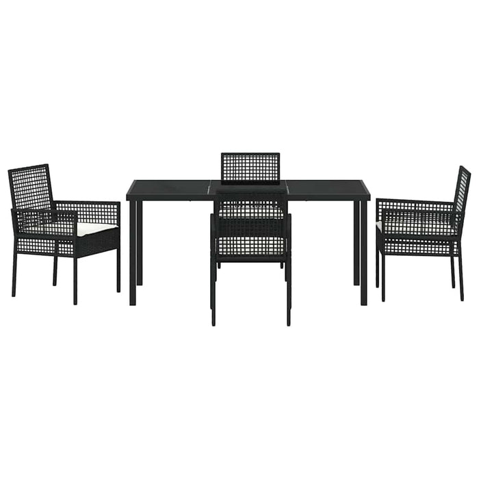 Set de masă pentru grădină cu pernă 5 pcs Negru poliratan - WALTI WALTI