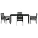 Set de masă pentru grădină cu pernă 5 pcs Negru poliratan - WALTI WALTI