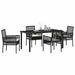 Set de masă pentru grădină cu pernă 5 pcs Negru poliratan - WALTI WALTI