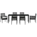 Set de masă pentru grădină cu pernă 7 pcs Negru poliratan - WALTI WALTI