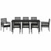 Set de masă pentru grădină cu pernă 9 pcs Negru poliratan - WALTI WALTI