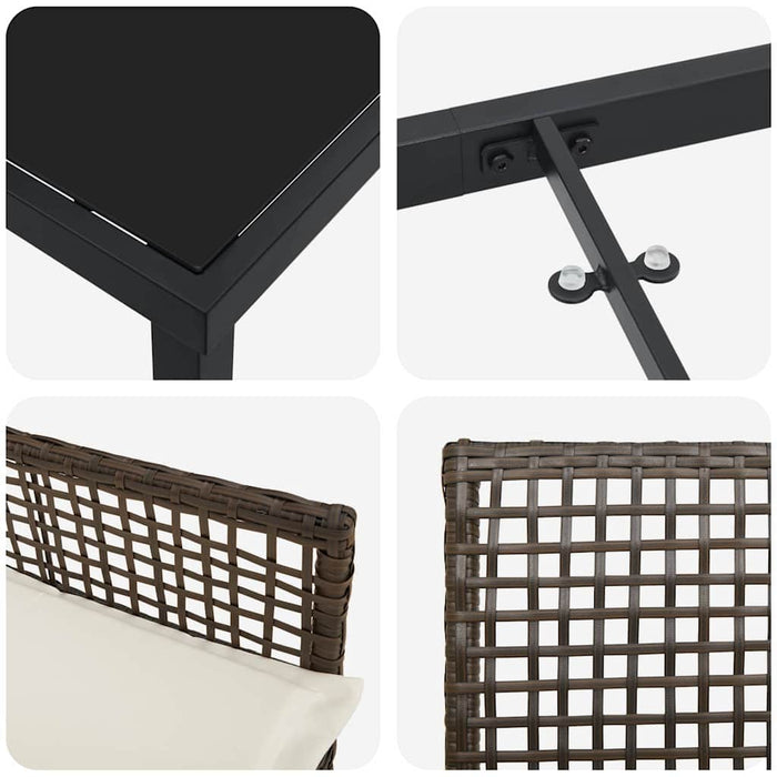 Set de masă pentru grădină cu pernă 5 pcs Maro poliratan - WALTI WALTI