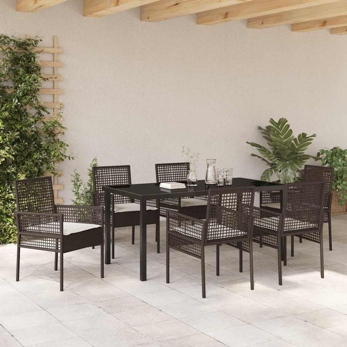Set de masă pentru grădină cu pernă 7 pcs Maro poliratan - WALTI WALTI