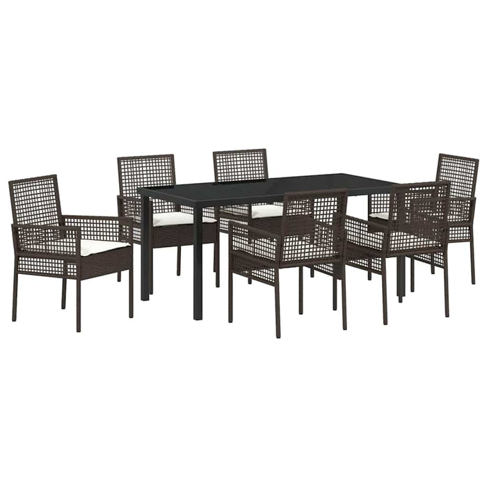 Set de masă pentru grădină cu pernă 7 pcs Maro poliratan - WALTI WALTI