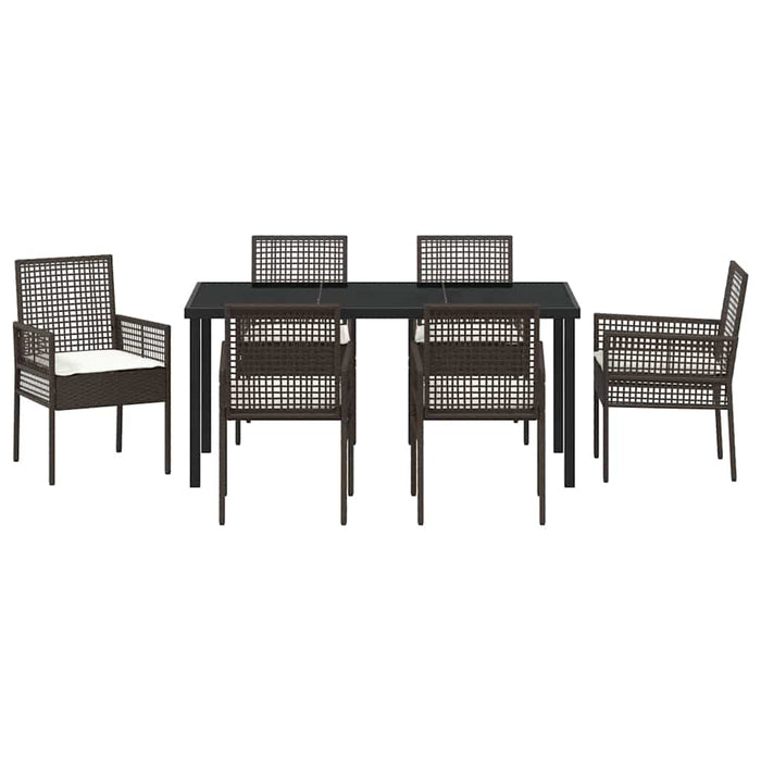 Set de masă pentru grădină cu pernă 7 pcs Maro poliratan - WALTI WALTI