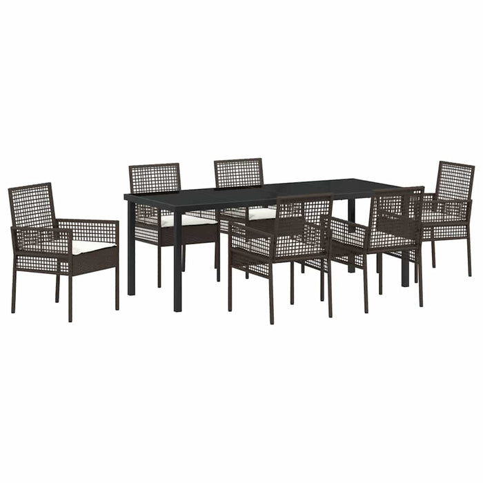 Set de masă pentru grădină cu pernă 7 pcs Maro poliratan - WALTI WALTI
