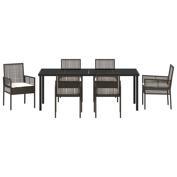 Set de masă pentru grădină cu pernă 7 pcs Maro poliratan - WALTI WALTI
