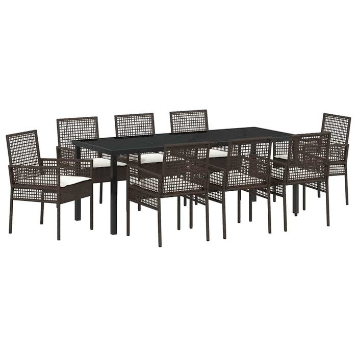 Set de masă pentru grădină cu pernă 9 pcs Maro poliratan - WALTI WALTI
