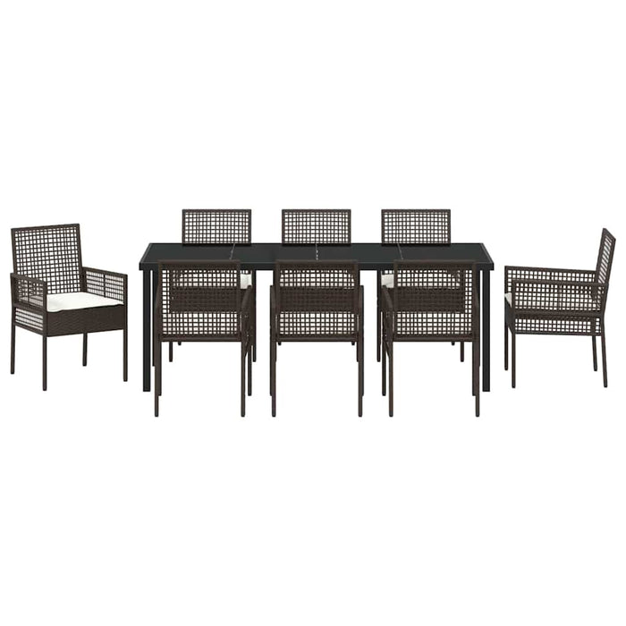 Set de masă pentru grădină cu pernă 9 pcs Maro poliratan - WALTI WALTI