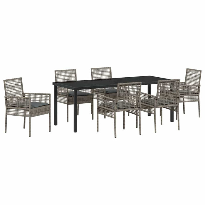 Set de masă pentru grădină cu pernă 7 pcs Gri poliratan - WALTI WALTI