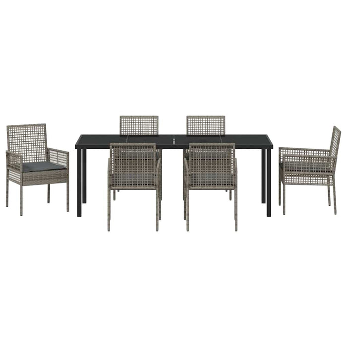 Set de masă pentru grădină cu pernă 7 pcs Gri poliratan - WALTI WALTI