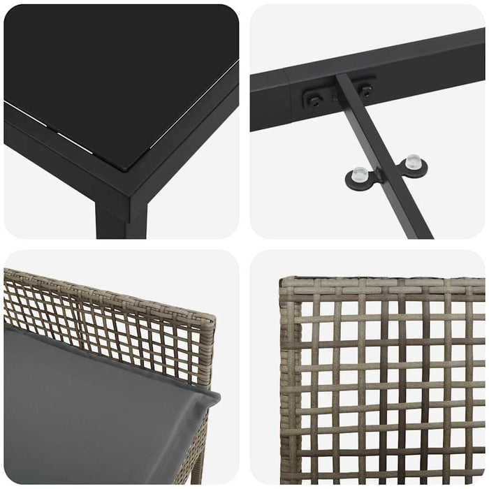 Set de masă pentru grădină cu pernă 9 pcs Gri poliratan - WALTI WALTI