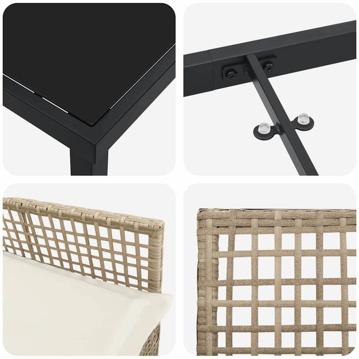 Set de masă pentru grădină cu pernă 7 pcs Bej poliratan - WALTI WALTI