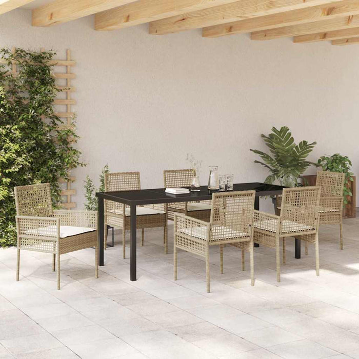 Set de masă pentru grădină cu pernă 7 pcs Bej poliratan - WALTI WALTI